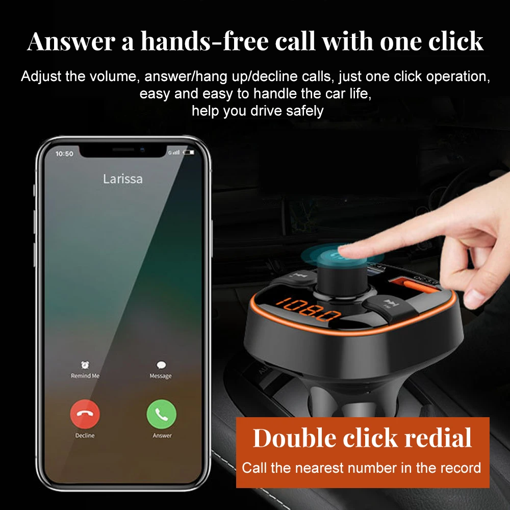 BC52 Двойное USB-зарядное устройство RGB световой сейф FM-передатчик Беспроводная