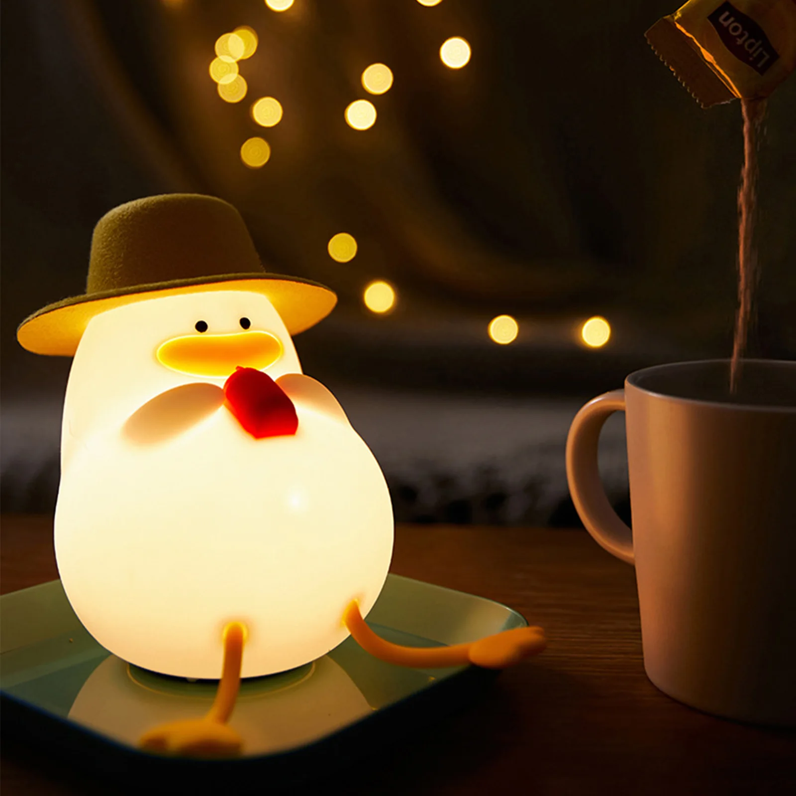 

Ночник в виде мультяшных уток, прикроватные светильники, 3-скоростные забавные светодиодные светильники в виде утенка, водонепроницаемые н...