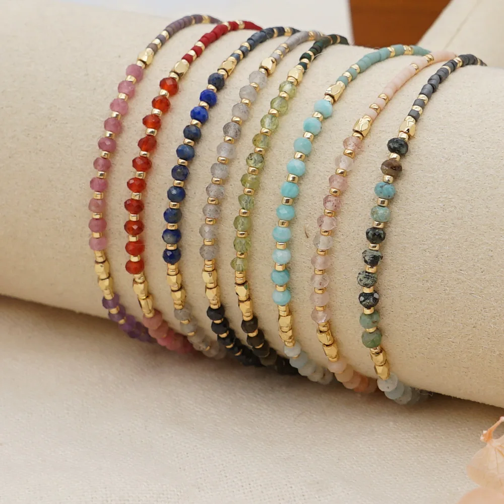 

2pcs/bag Strand Bracelet Gift Jewelry Boho Bracelet Unique Small Natural Stone Simple Friendship Bead Bracelet for women