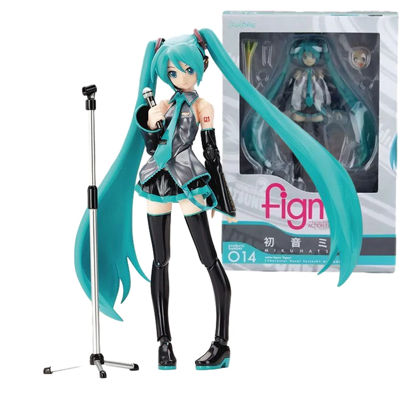Фигурка Аниме Figma 014 Hatsune Miku, экшн-фигурка с подвижными суставами и сменными лицами, подарок, 14 см