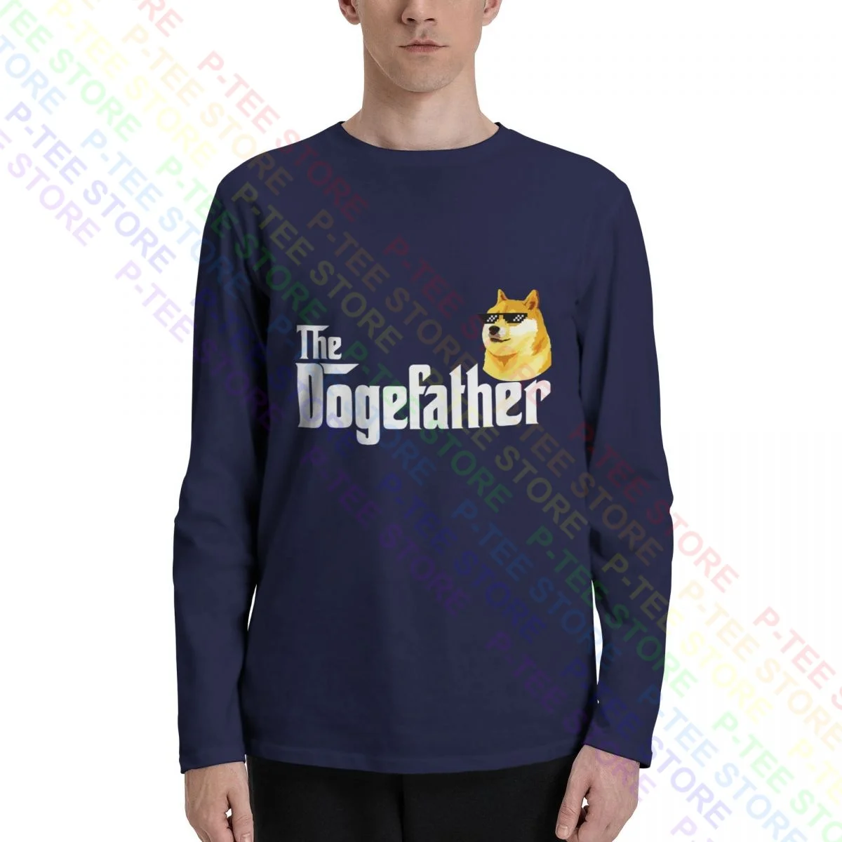 Фото Dogefather Dogecoin Doge Hodl на Луне Футболки с длинным рукавом Футболка лучшая Ретро Классическая Удобная №4