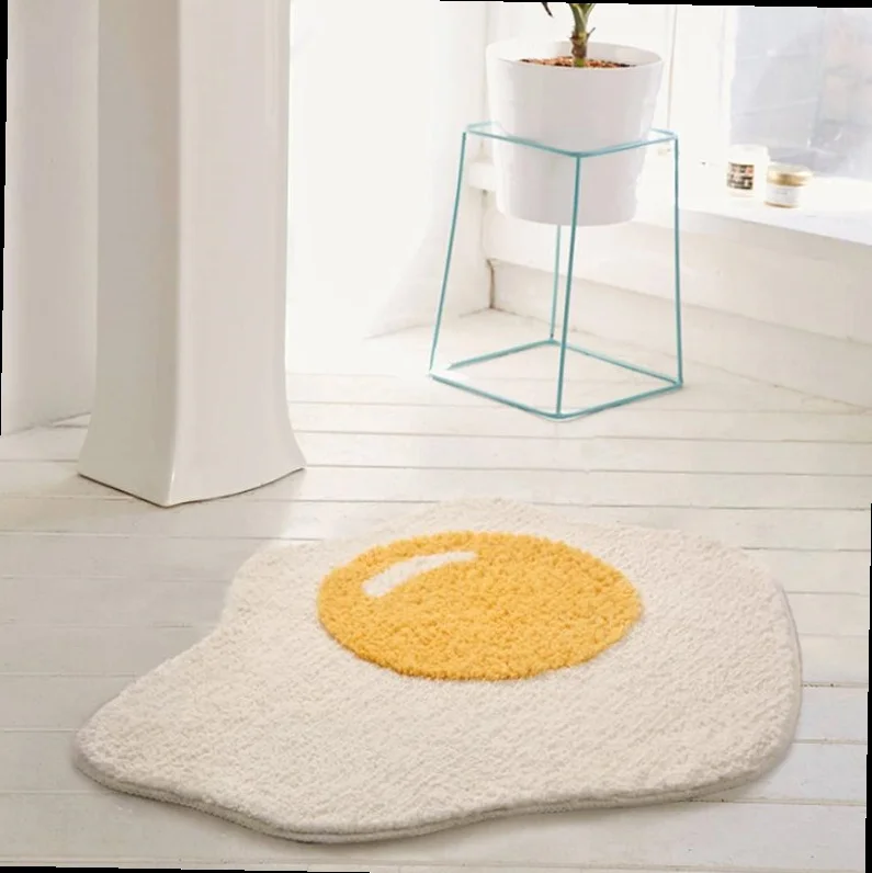 

Rushed 3D Cartoon Egg Bathroom Carpet Funny Bathroom Room Living Stair Bedroom Mat Foot