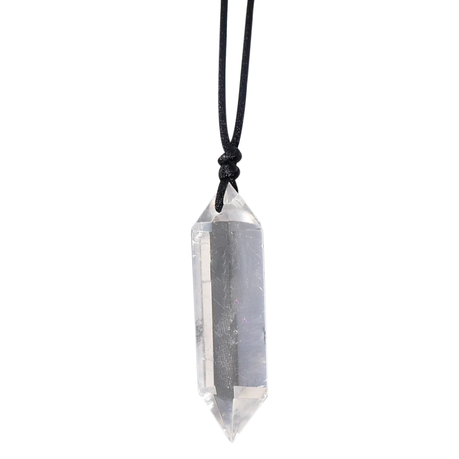 

Clear Quartz Crystal Necklace Clear Crystal Necklace Double Pointed Natural Crystal Quartz Necklace 6 Faceted Crystal Wand Stone