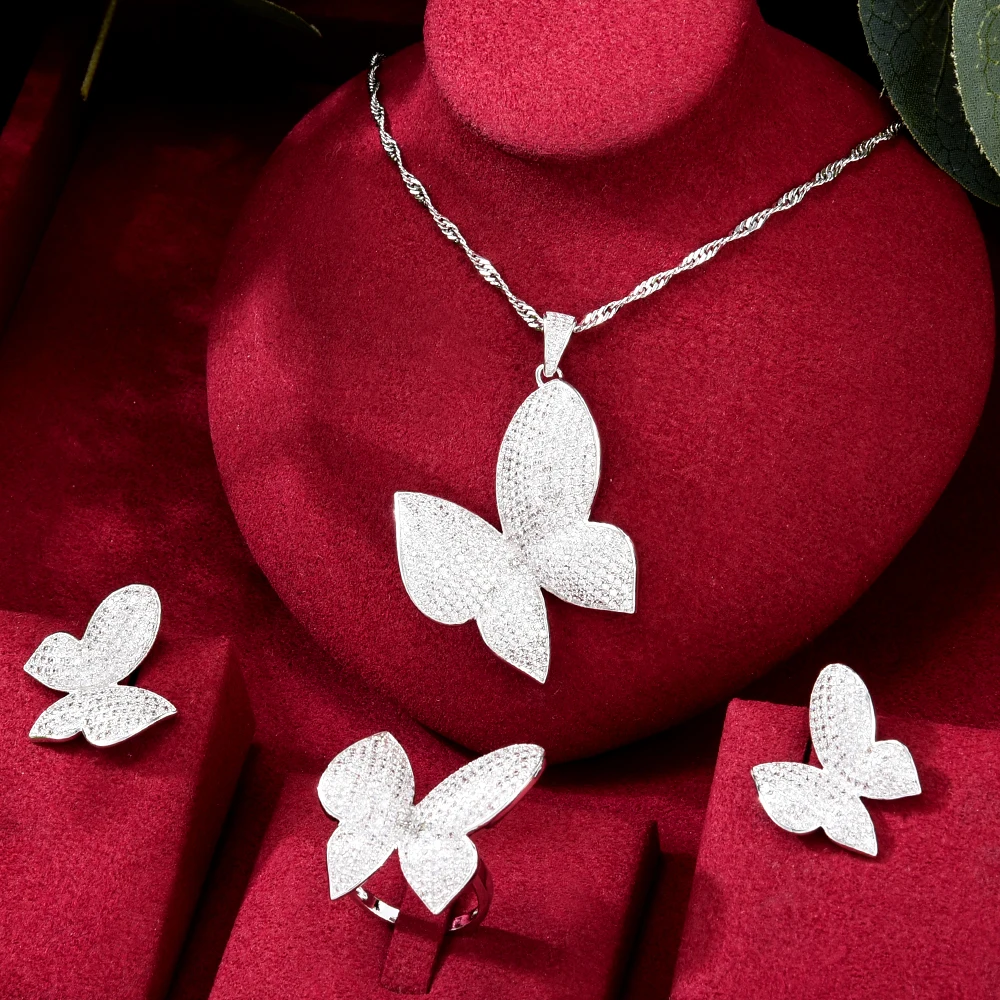 

GODKI Бабочка Подвески 3 шт браслет кольцо серьги набор для женщин Свадебные кубический циркон Дубай вечерние ювелирные изделия для свадьбы ...