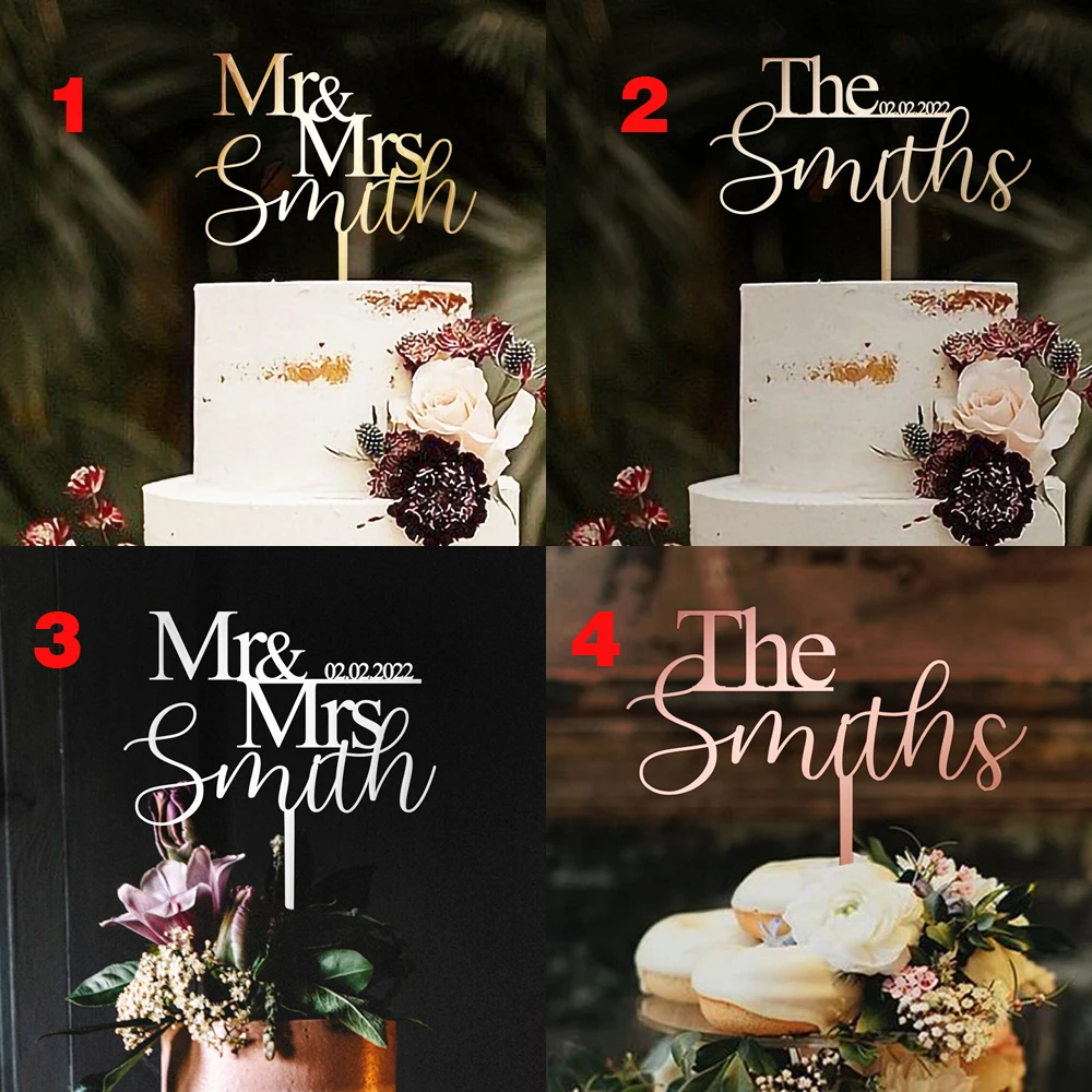 

Personalised Mr and Mrs Wedding Cake Topper Rustic Wedding Cake Topper Custom Script for Happy Birthday Name Cake Toppers