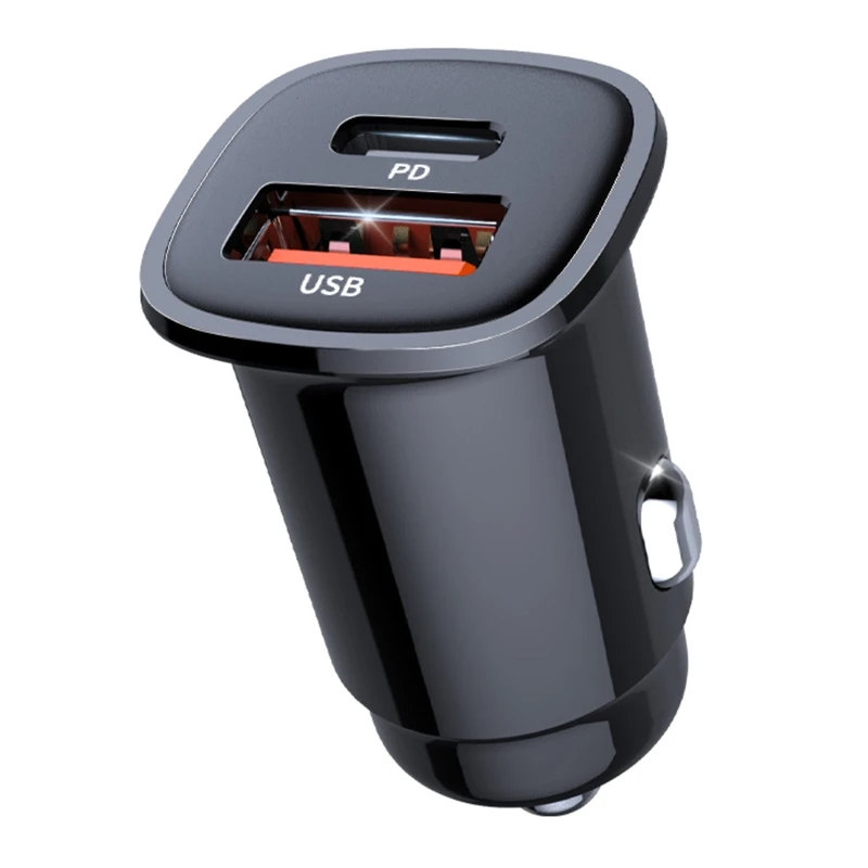 

USB C Car Charger 30W Mini All Metal Fast USB Car Charger Adapter PD QC 3.0 Dual Port for Cellphone GPS Dropshipping