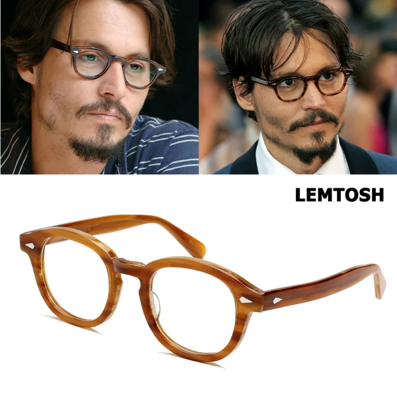 

Top Quality Acetate Frame Johnny Depp Lemtosh Style Eyewear Frame Vintage Round Brand Design Eyeglasses Oculos De Grau