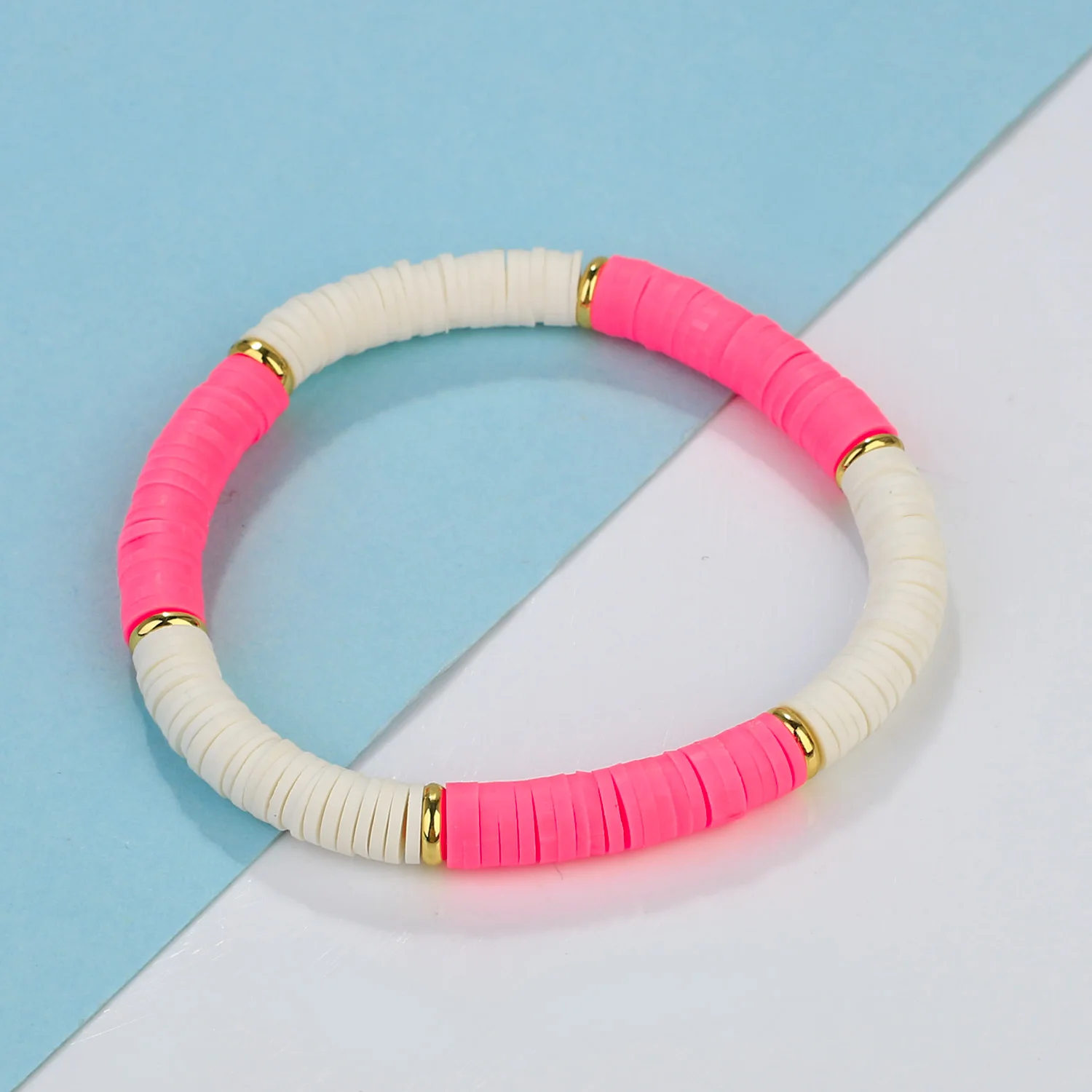 

KELITCH Summer Beach Jewelry Gift Boho Colorful Polymer Clay Bracelet for Women Fashion Elastic Soft Pottery Female Bangle