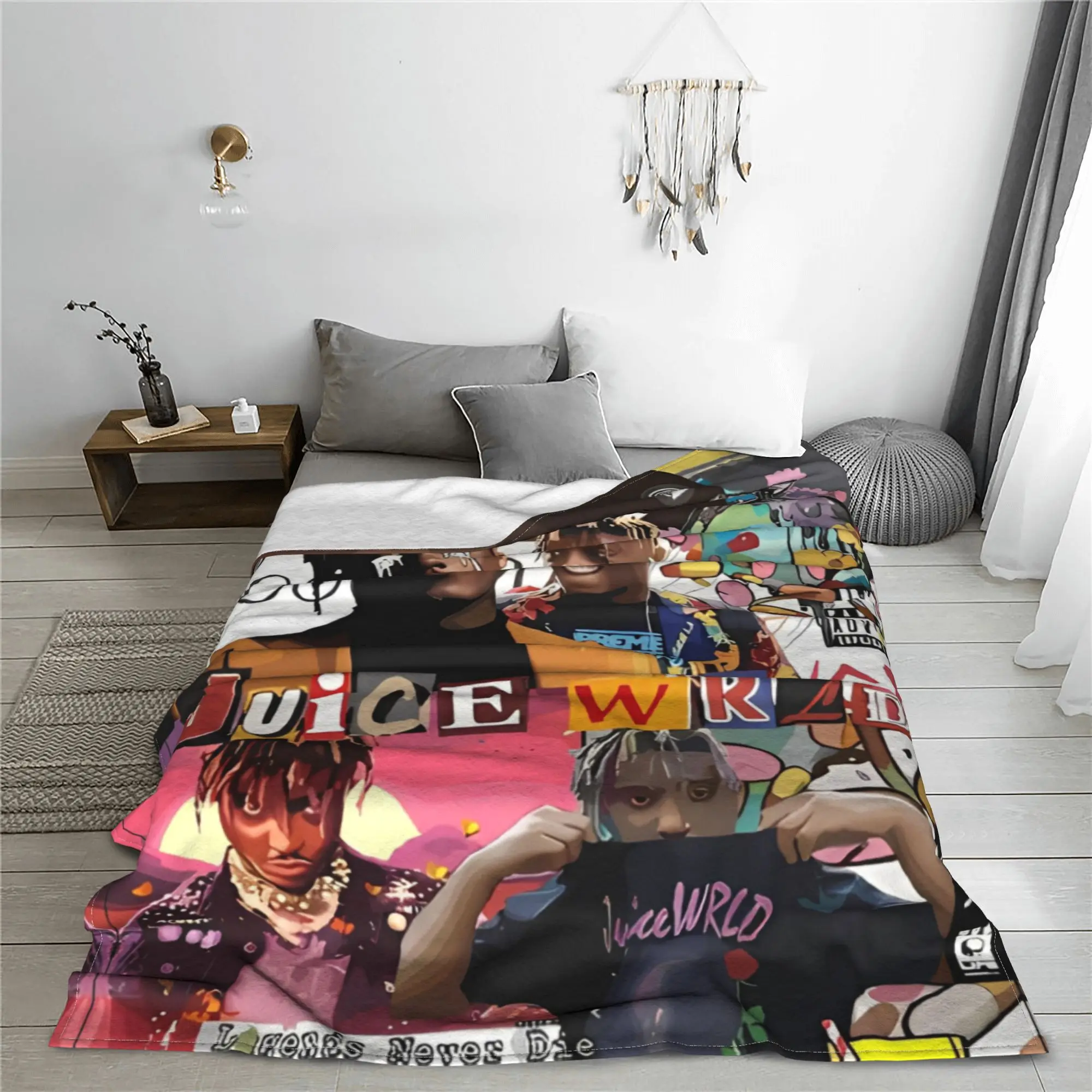 Juice Wrlds Colection Blanket Cover Hip Hop Music Flannel Throw Blankets Summer Air Conditioning Decoration Soft Warm Bedspreads