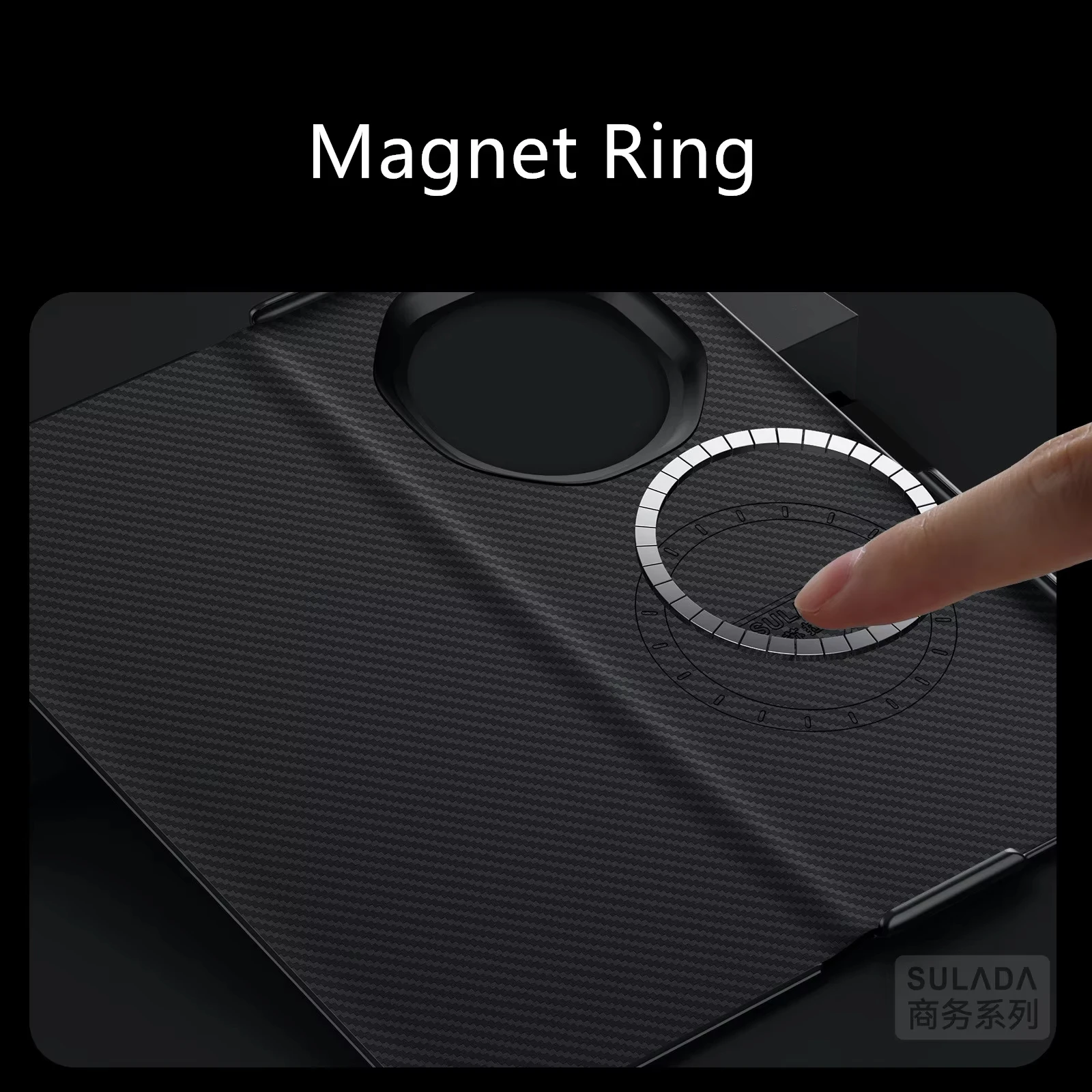 Фото Sulada Роскошный кожаный чехол Magsafe с узором из углеродного волокна для Honor Magic V3 VS3 MagicV3, слот для карт, магнитная броня, откидная крышка №5