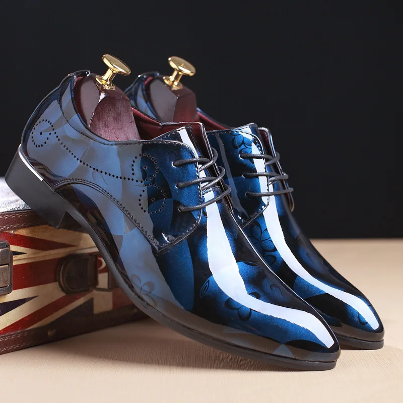 

Lace Up Social Moccasins British Style Business Derby Shoe Zapatos Hombre De Vestir Men's Dress Shoes Pointed Toe Mixed Color