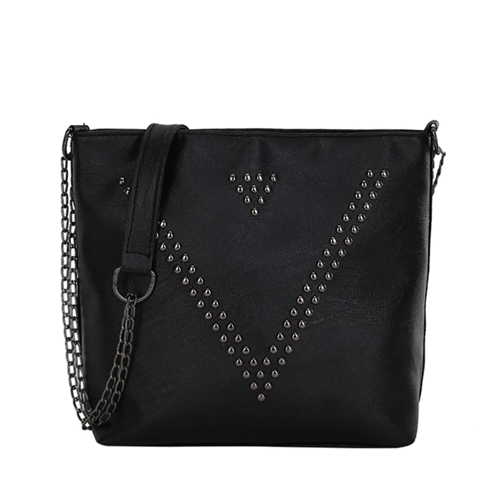 

Women PU Leather Rivet Shoulder Bag 2021 Fashion Chain Luxury Designer Handbag Quality Female Crossbody Shopping Tote Bag Purse