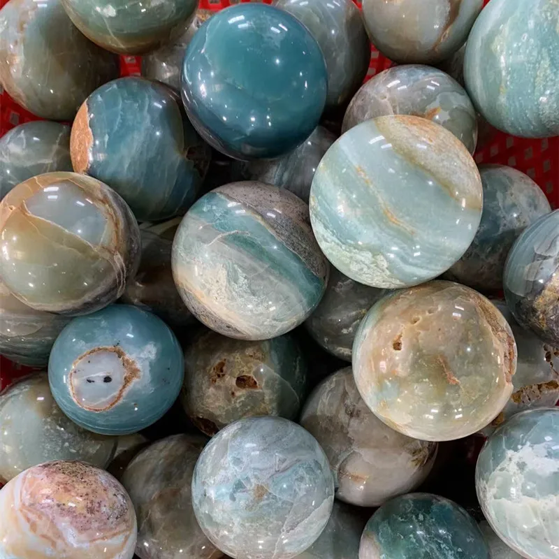 Природный синий кальцит Сфера Небесно-Голубой Карибский хрустальный шар для