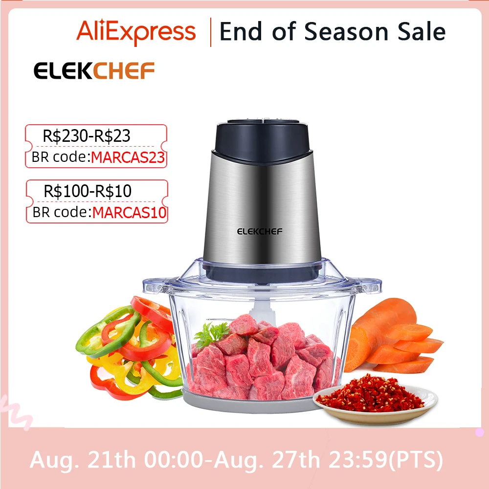 ELEKCHEF Electric Food Processor Chopper Two Speeds 1.8L Gla