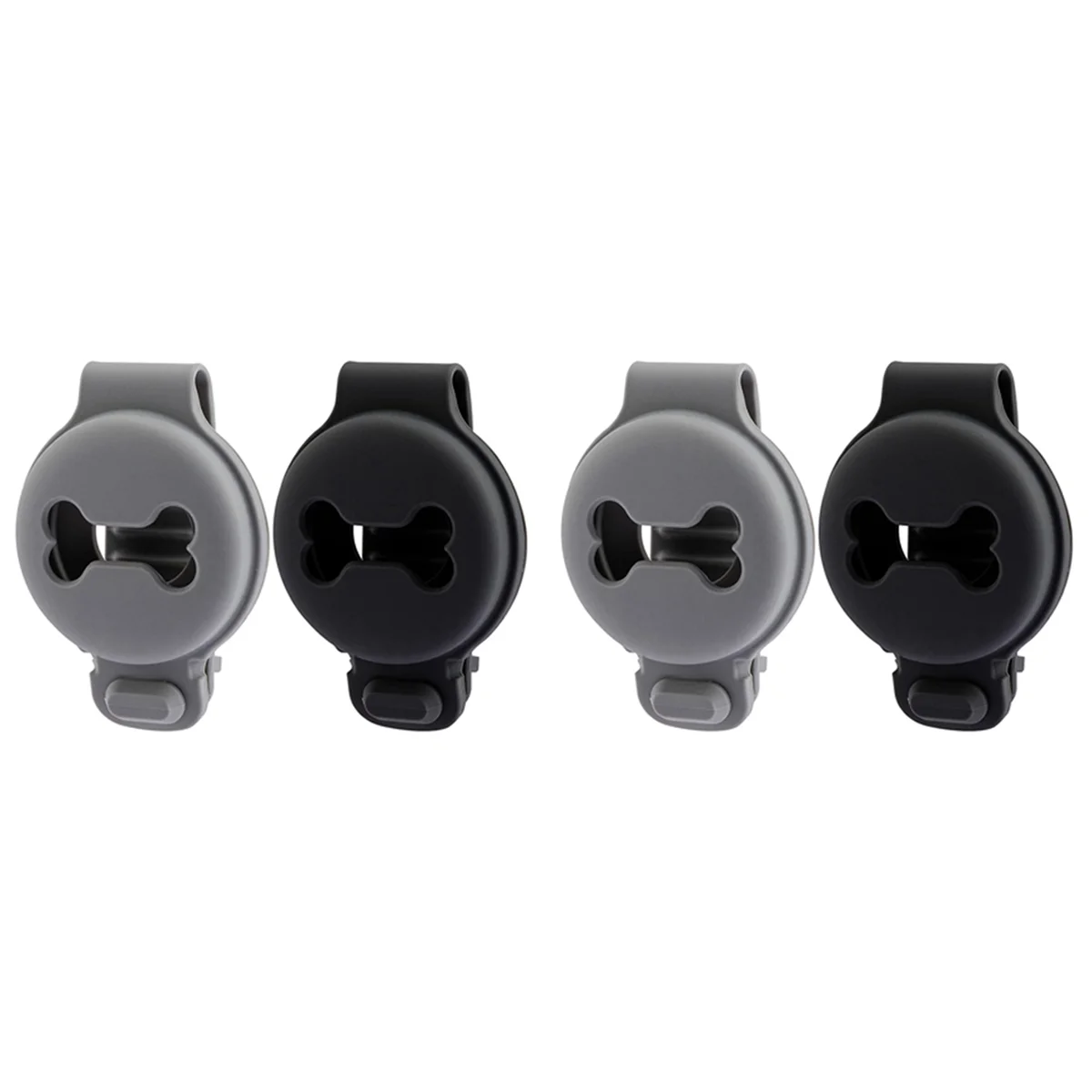 

4 Pcs Pet Silicone Protective Case for Airtag Anti-Scratch Bone Shape Dog Collar Holder Pet Tracker Cover-Black+Grey
