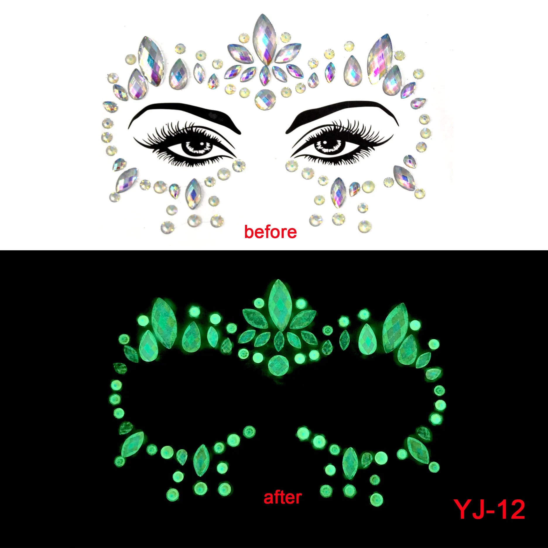 

Aqumotic стразы наклейка на лицо s для глаз светящиеся наклейки грудь Красота Макияж карнавал гримаса декор для маскарада