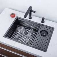 black sink 304 stainless steel nano high pressure cup washer with drain curtain coffee ice bar basin kitchen sink