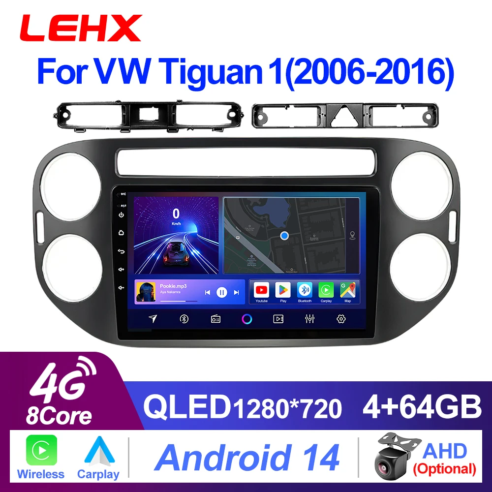 LEHX 8-ядерный 2din CarPlay Android автомобильный радиоприемник для VW Volkswagen Tiguan 1 NF 2006 2008-2016 4G