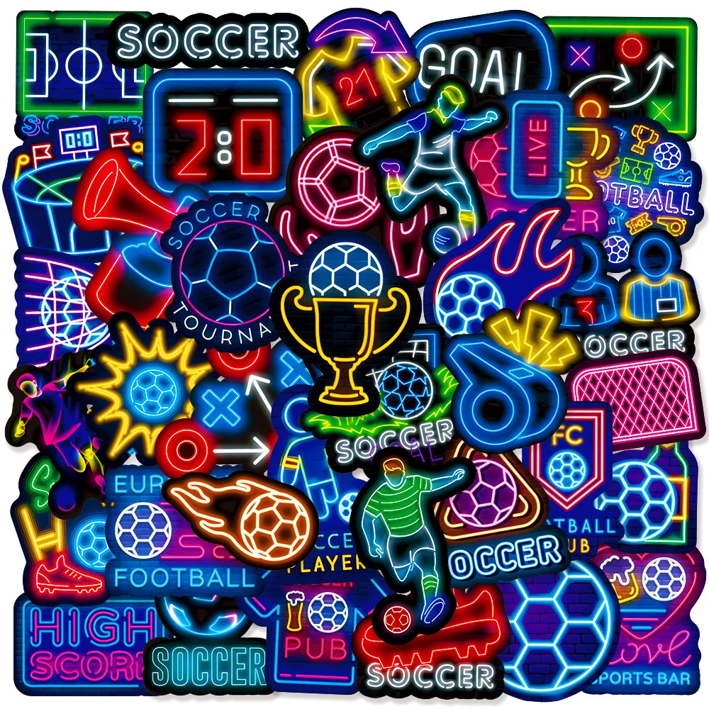 50Pcs New Kawaii Neon Football Graffiti Stickers DIY Skateboard Laptop Guitar Phone Luggage Car Helmet Cool Sticker For Kids Toy