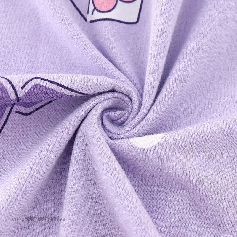 Sanrio Cartoon Kuromi Pajama Suit Summer Cotton Home Clothes 2 Piece Sets Women Top Shirts Shorts Y2k Pajamas Female Sleepwear