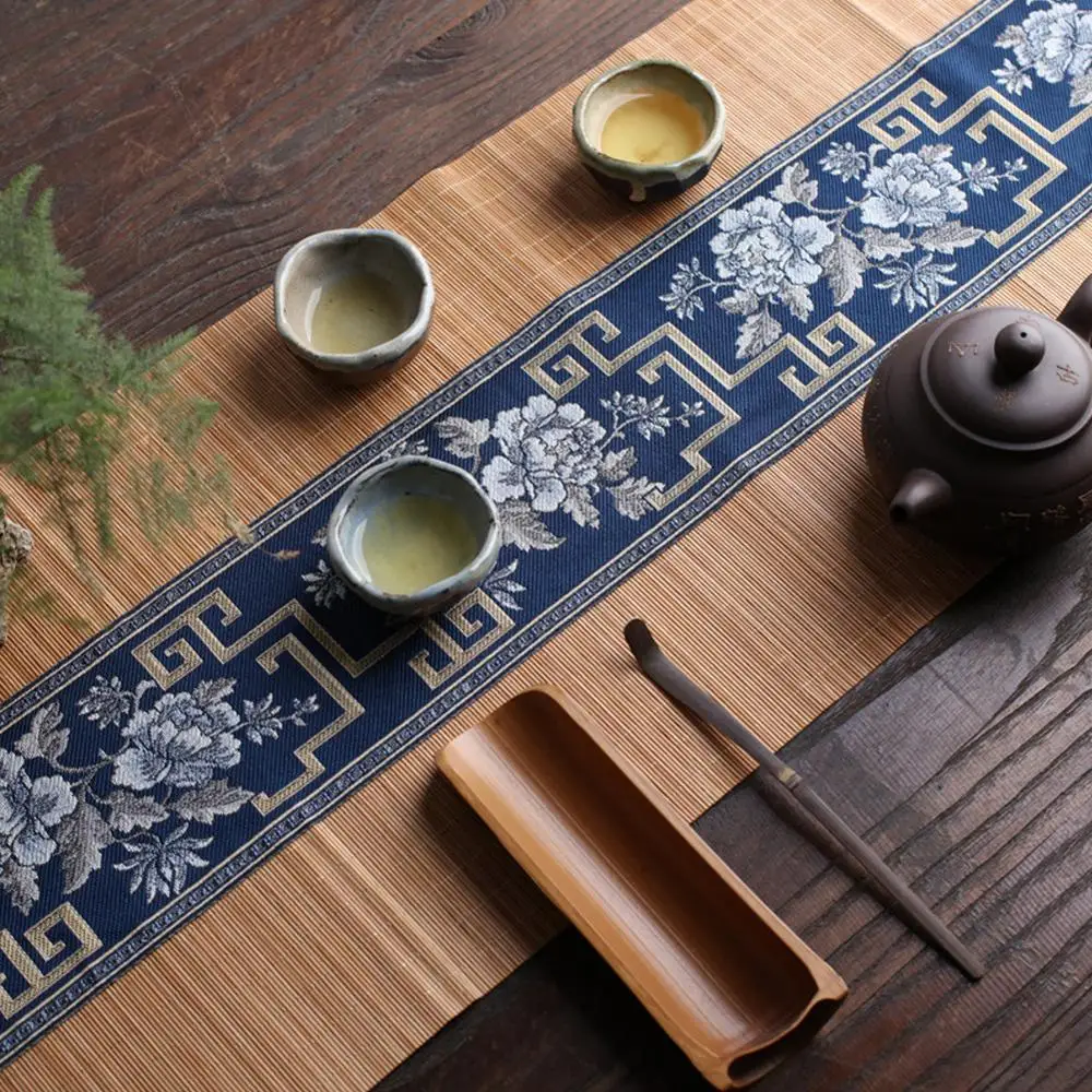 

Natural Bamboo Table Runner Handmade Vintage Tea Cup Mat Placemat Japanese Table Flag Home Cafe Restaurant Decoration Coasters