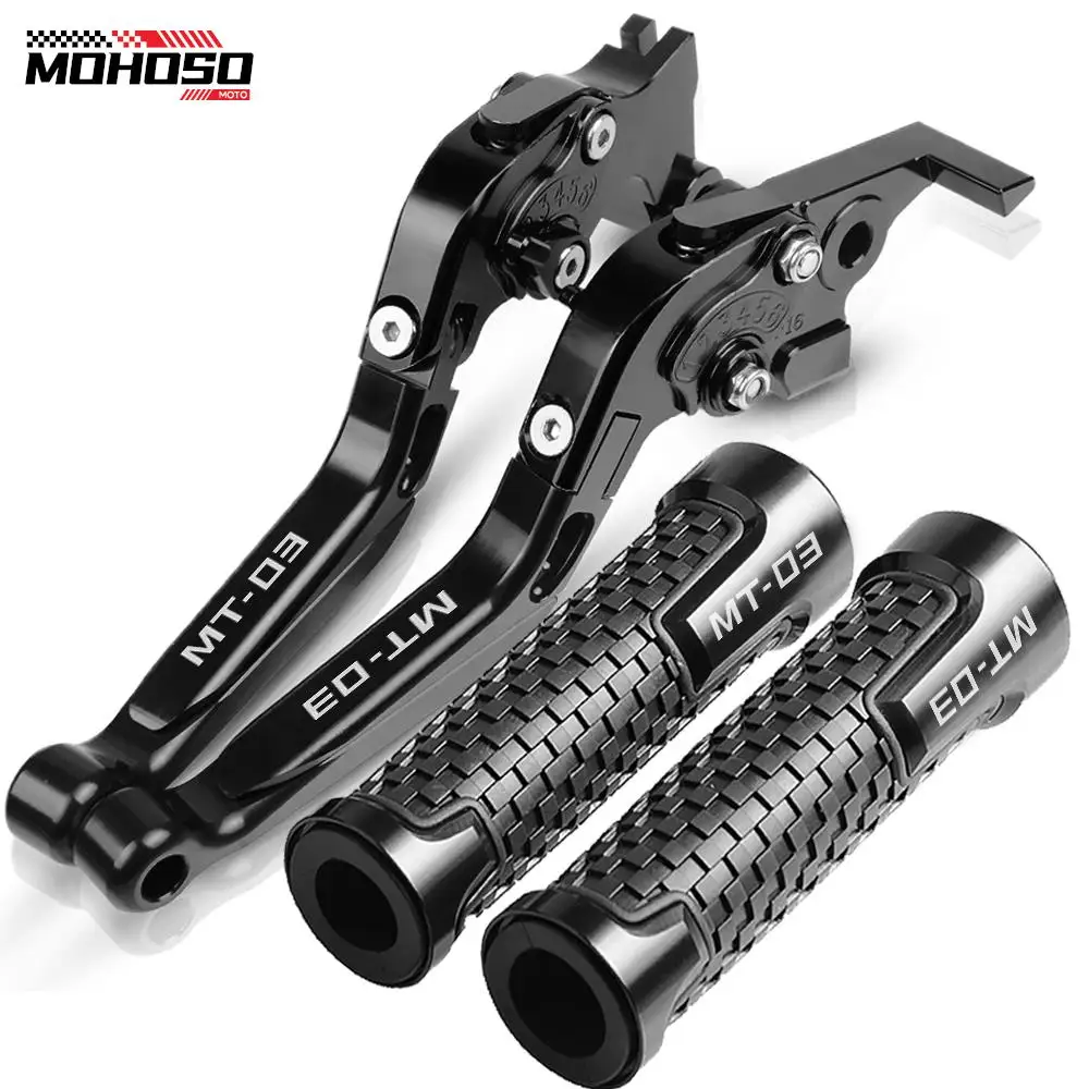 

Motorcycle Accessories Folding Extendable Brake Clutch Levers and handlebar grips FOR Yamaha MT03 MT03 2015-2018 2019 2020