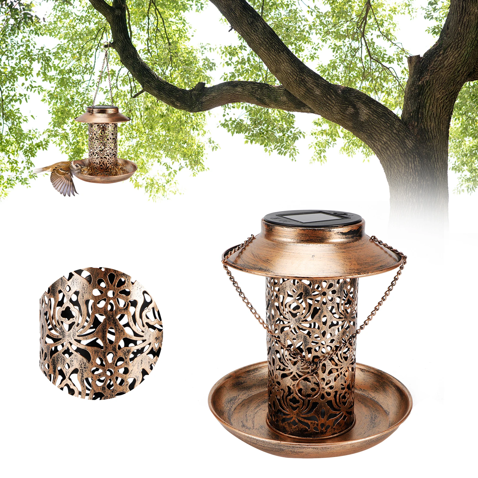 

Солнечная кормушка для птиц, портативный подвесной светильник для двора на солнечной батарее