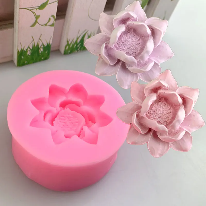 Lotus Shape Silicone Candle Mold DIY Flower Soap Resin Plaster Mould Chocolate Cake Ice Making Set Home Decor Mother's Day Gifts images - 6