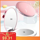 USB перезаряжаемое мини светодиодное зеркало для макияжа портативное компактное карманное зеркало 3 уровня яркости зеркальное освещение ручное зеркало 3X увеличительное