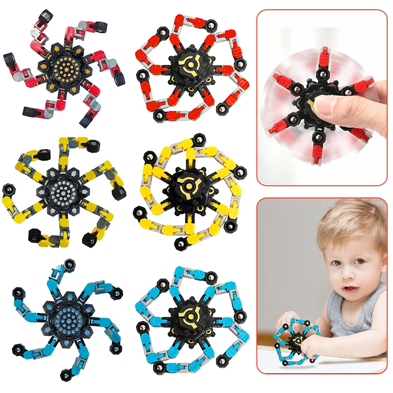 

DIY Chain Deformation Robot Toy for Child Antistress Hand Spinner Vent Fingertip Top Mechanical Gyro Stress Relief Toy Gift