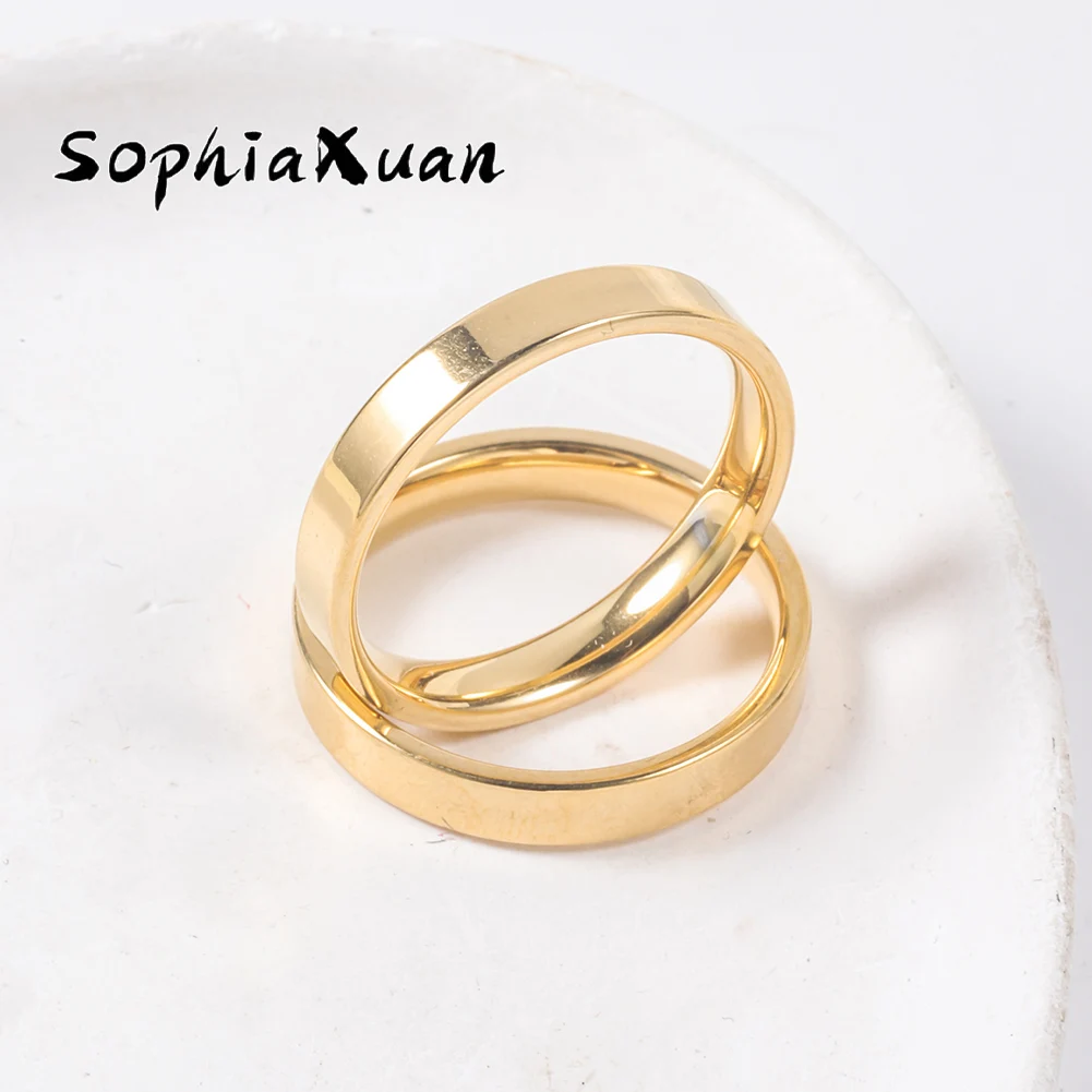 

SophiaXuan New Glossy Smooth Ring Gold Color Trendy Woman's Accesories Wedding Rings for Women Valentine's Day Couples Gift 2023