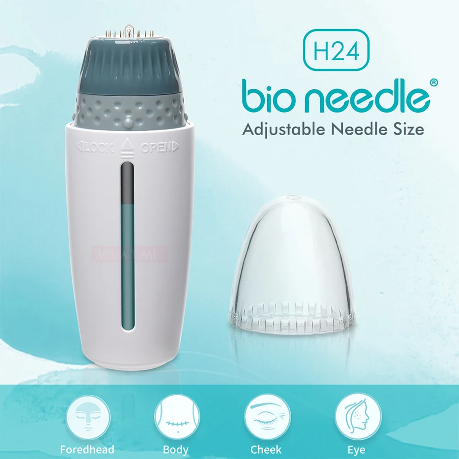 Bio Needle H24 Pins Adjustable Length Titanium Microneedling Hyaluronic Acid Derma Roller Stamp Serum Facial Care Micro Needle