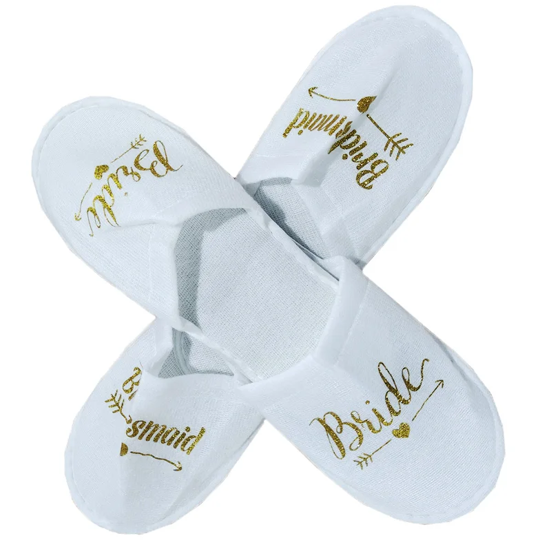 

1 Pair Bride Shower Bride To be Wedding Decoration Bridesmaid Hen Party Disposable Slippers Ladies Bachelorette Party Supplies