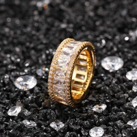 t square cz bling bling iced out square cubic zircon mirco pave prong setting brass rings fashion hip hop jewelry br012