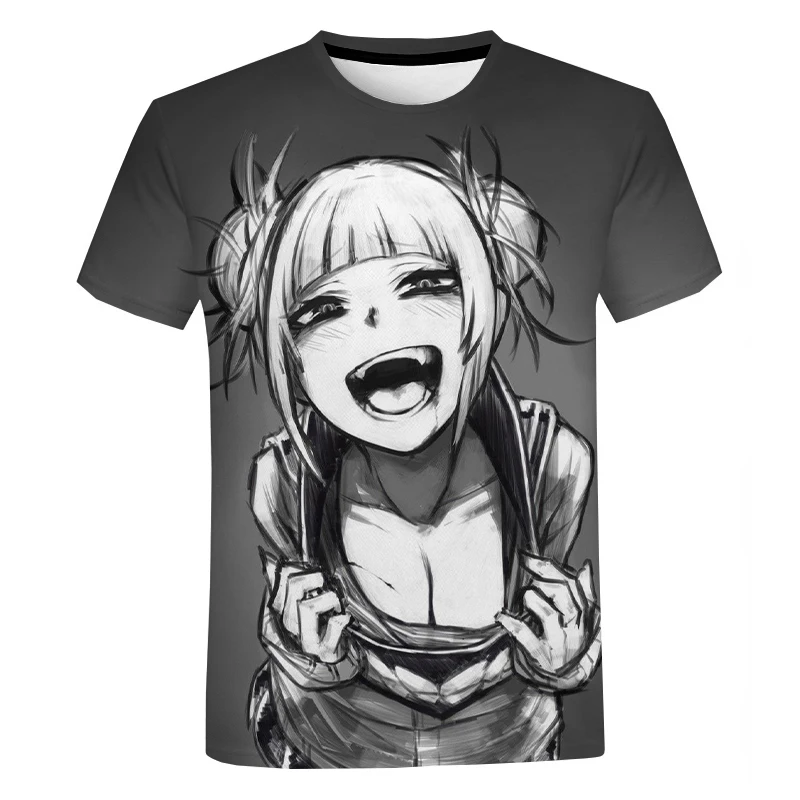 

Футболка химико Тога с 3D принтом My Hero академия, летний мужской повседневный Топ, 3D футболки, модная рубашка с круглым вырезом, уличная одежда...