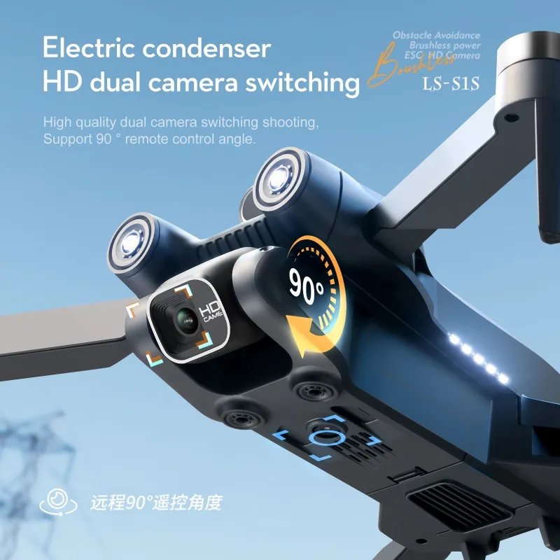 Фото Мини-дрон S1S RC Drone Профессиональная аэрофотокамера 6K с двумя объективами и бесщеточным оптическим потоком с сервоприводом WIFI Складной квадрокоптер №4