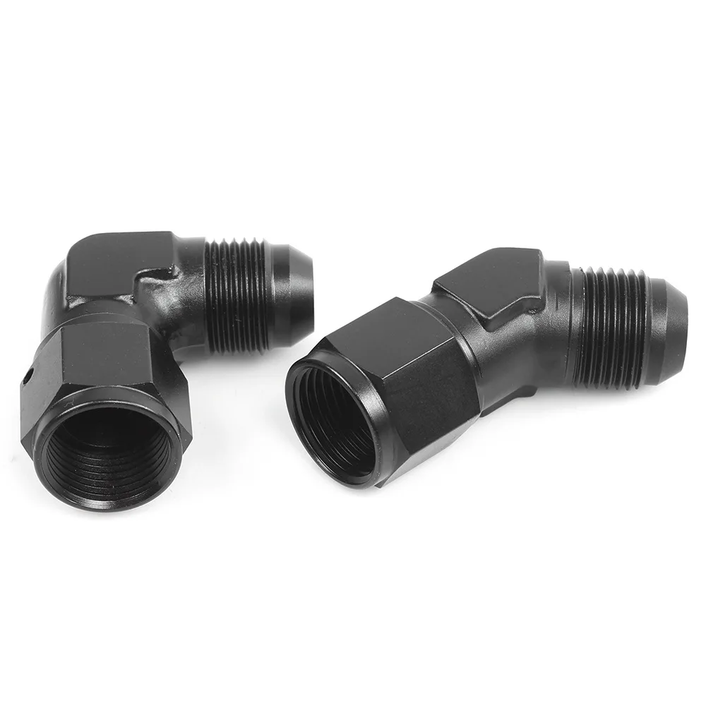 

4 AN 6 AN 8 AN 10 AN 12 AN Flare 90 Degree 45 Degree Fitting Female/Male Union BLACK