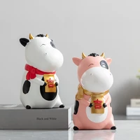 5 5 inch chinese lucky wealth cute catcattle figurines home decor indoor living room bedroom sculpture ornaments birthday gift