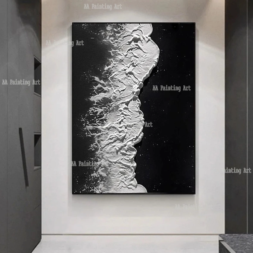 

Абстрактная акриловая картина чёрно-белая