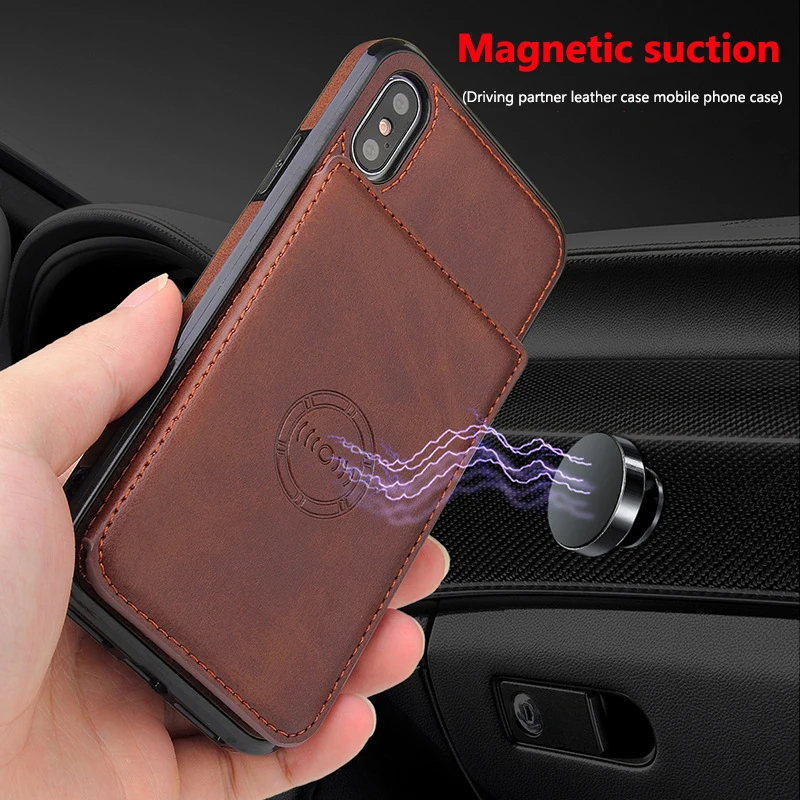 

Vintage anti-bump full wrap case For iphone11 12 stain resistant leather case For iPhone13 14 wallet stand leather business case