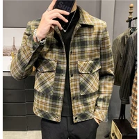 2022 mens winter jacket casual loose coats man high quality plaid woolen jacket for men high grade slim fit woolen coats s 3xl