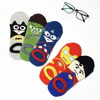 5 pairs disney captain america socks cartoon anime cotton summer couple invisible socks superman personality sports socks