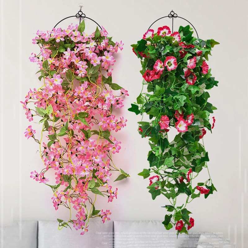 

Artificial Flower Morning Glory Simulation Winter Jasmine Fake Plant Flower Vine DIY Wedding Wall Hanging Home Garden Decoration