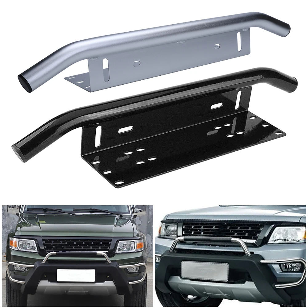 

23inch silver Car Front Bumper License Plate Mount Bracket Bar Style Aluminium Holder For Driving Light Car Truck SUV Universal