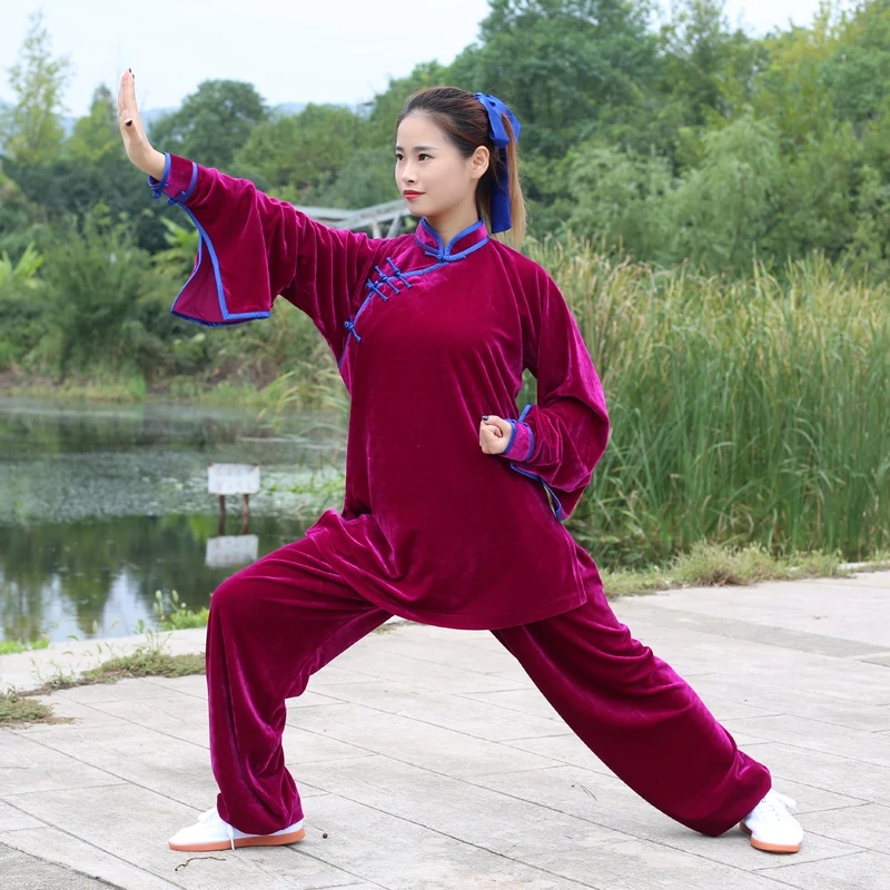 

Зимняя бархатная одежда Tai Chi, плотное платье кунг-фу, одежда для ушу, униформа для боевого искусства с длинным рукавом, 2022, бесплатная достав...
