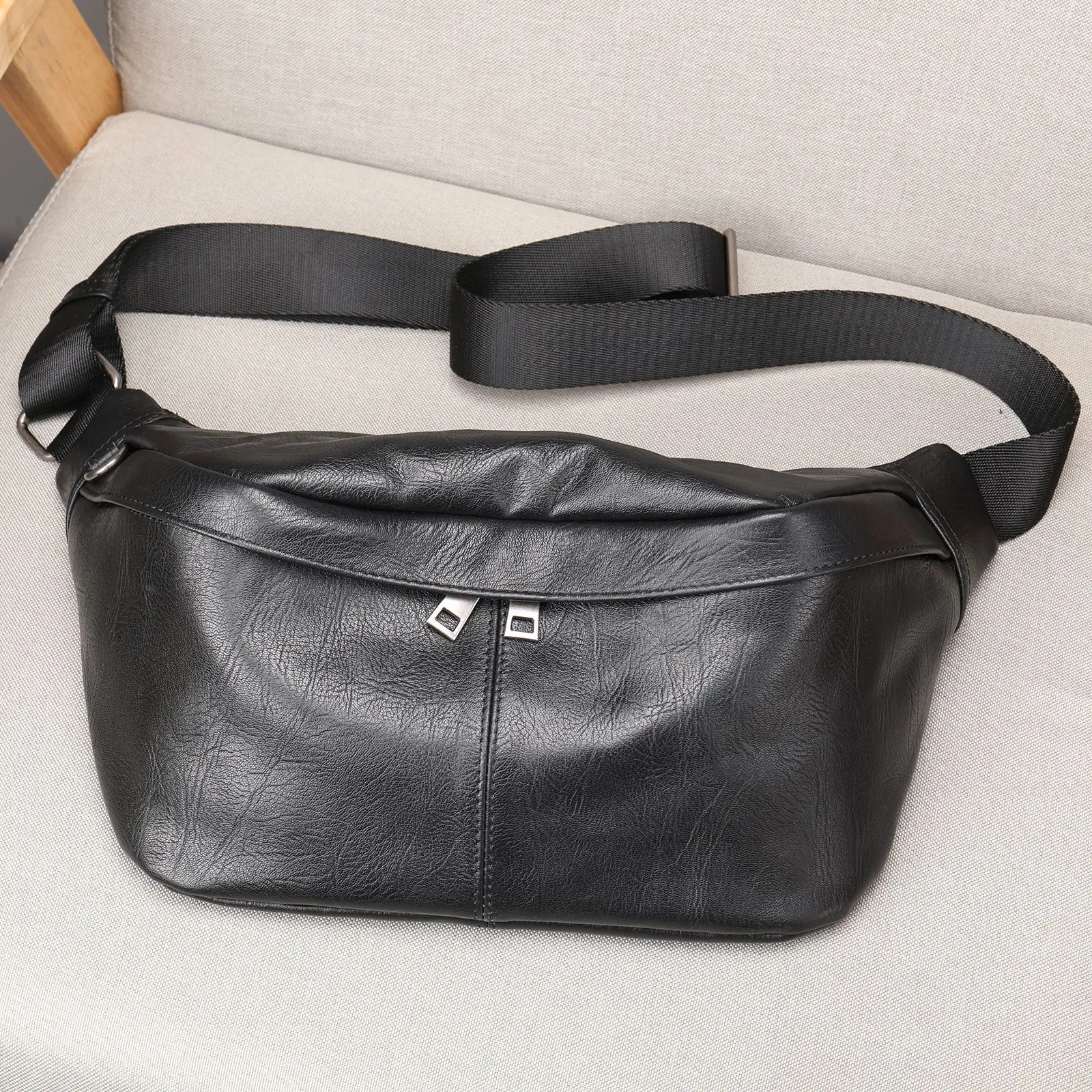 Genuine Leather Men's Waist Bag Luxury Cowhide Single Shoulder Crossbody Chest Bags Large Capacity Male Fanny Pack Drop Shipping