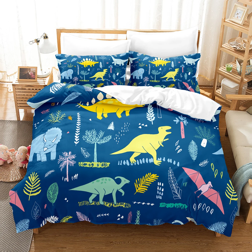 

3D Cartoon dinosaur Sets Duvet Cover Set With Pillowcase Twin Full Queen King Bedclothes Bed Linen
