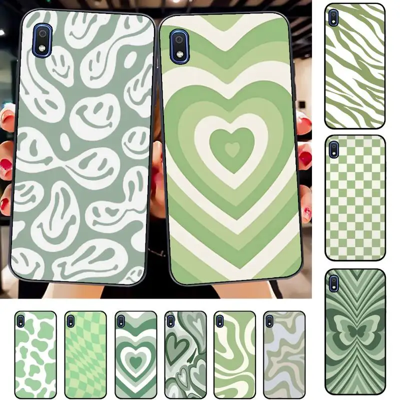 

Sage Green Swirl Aesthetic Phone Case for Samsung A51 01 50 71 21S 70 31 40 30 10 20 S E 11 91 A7 A8 2018