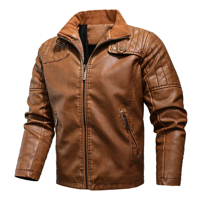

Mens Fashion Leather Biker Jackets And Coats Fleece Lined Motorcycle Outerwear Faux Fur PU Moto Tops Clothing M-5XL