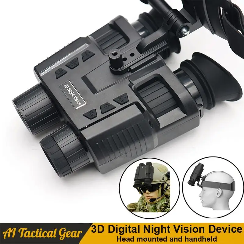 

3D Helmet Night Vision Binoculars Head Mountable IR Infrared Distance In Darkness Optics 4x Digital Zoom 7x Magnification